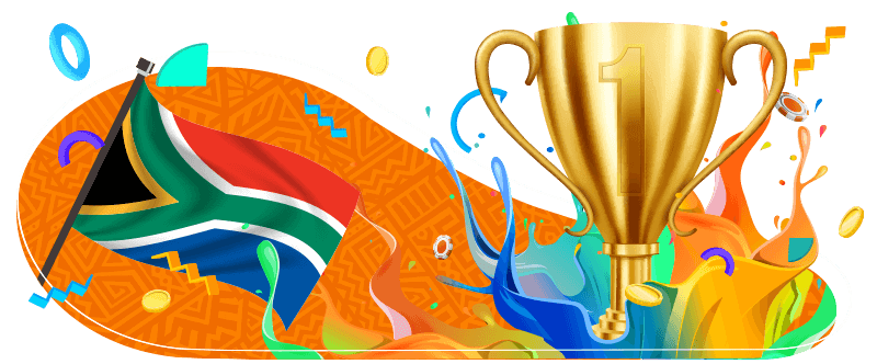 Thunderbolt Casino wins best mobile casino award for 2022 with a trophy, South African flag, splash of colour Thunderbolt Casino wins best mobile casino award for 2022