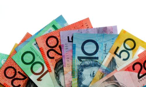 Australian bills fanned out to show the different denominations