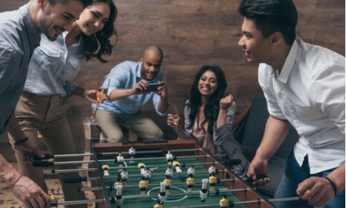 people playing table football